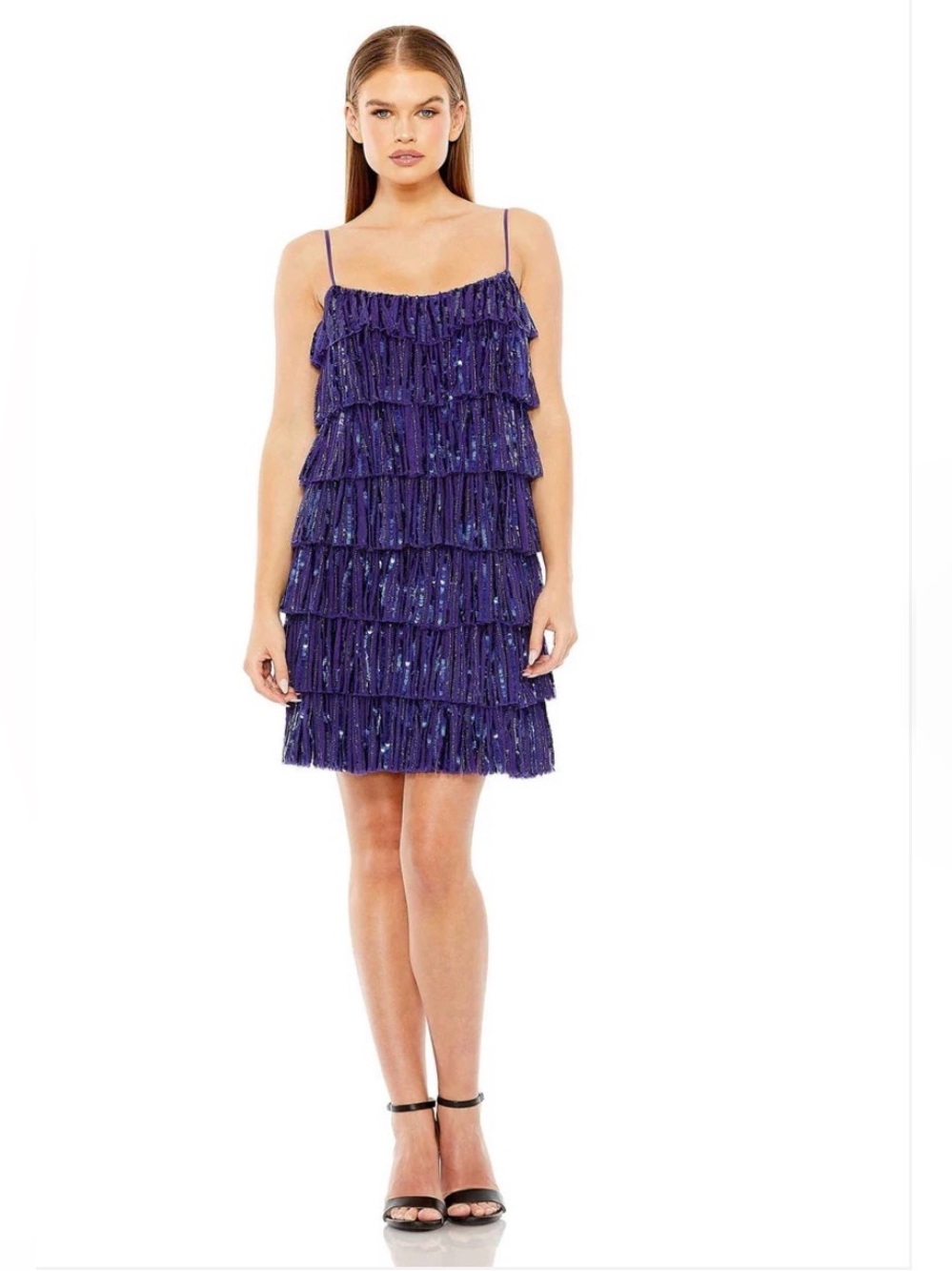 Mac Duggal 23001 Spaghetti Straps Ruffle Dress -size 6